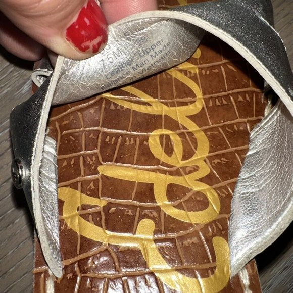 Sam Edelman Slip On Open Toe Sie 7.5M EUR 38 Silver Solid Wedges Women's - Picture 14 of 16